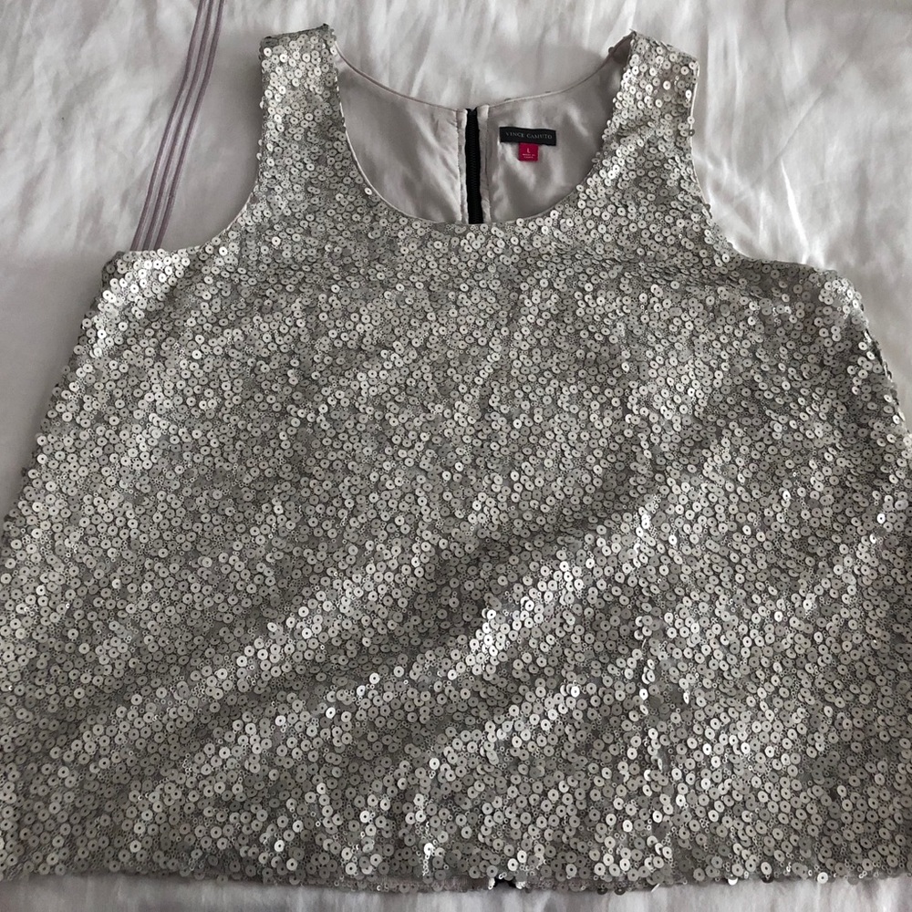 Vince Camuto sequin zipper back top - sz L
